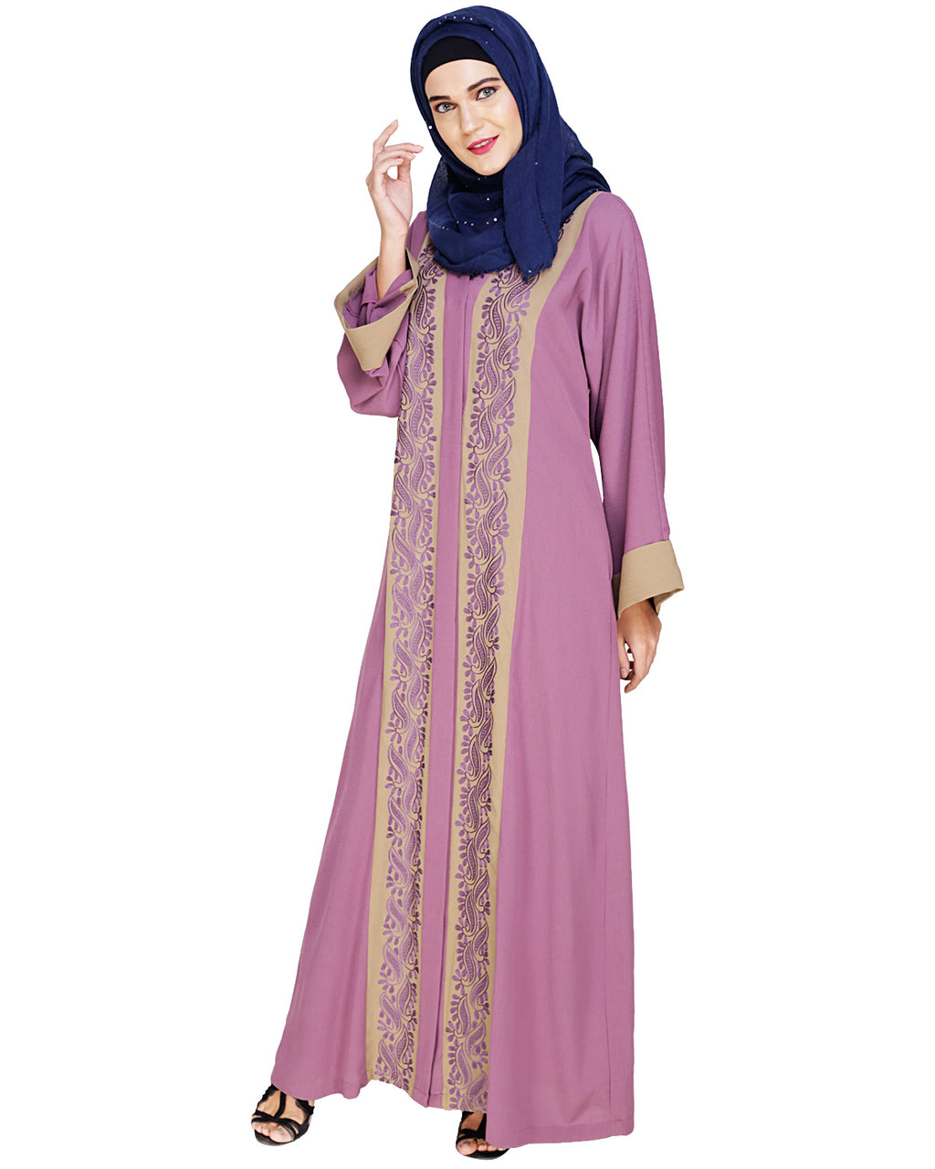 Exquisite Dubai Style Abaya Mauve