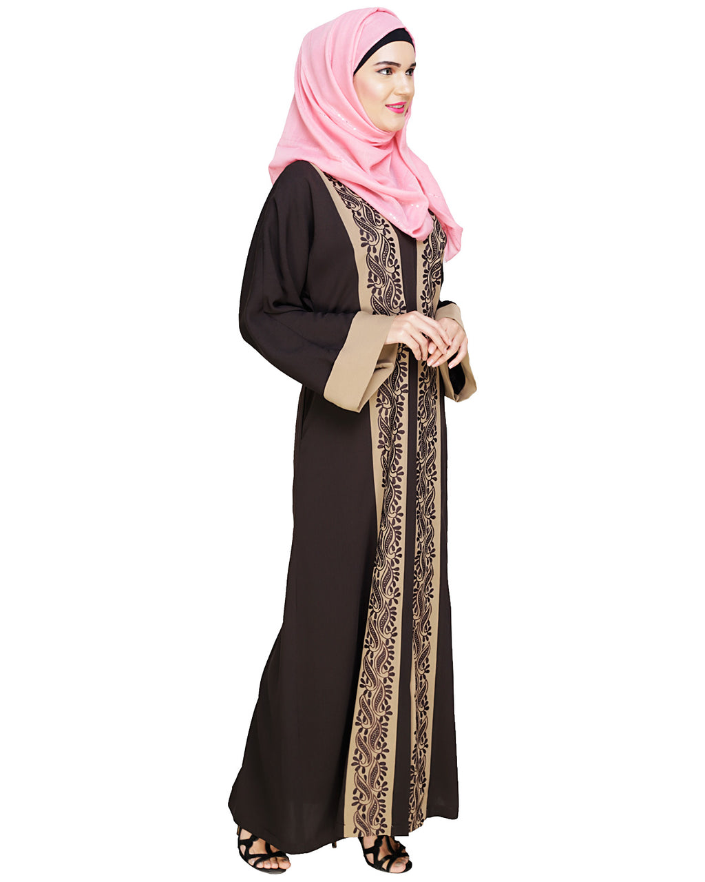 Exquisite Dubai Style Abaya Mud Brown