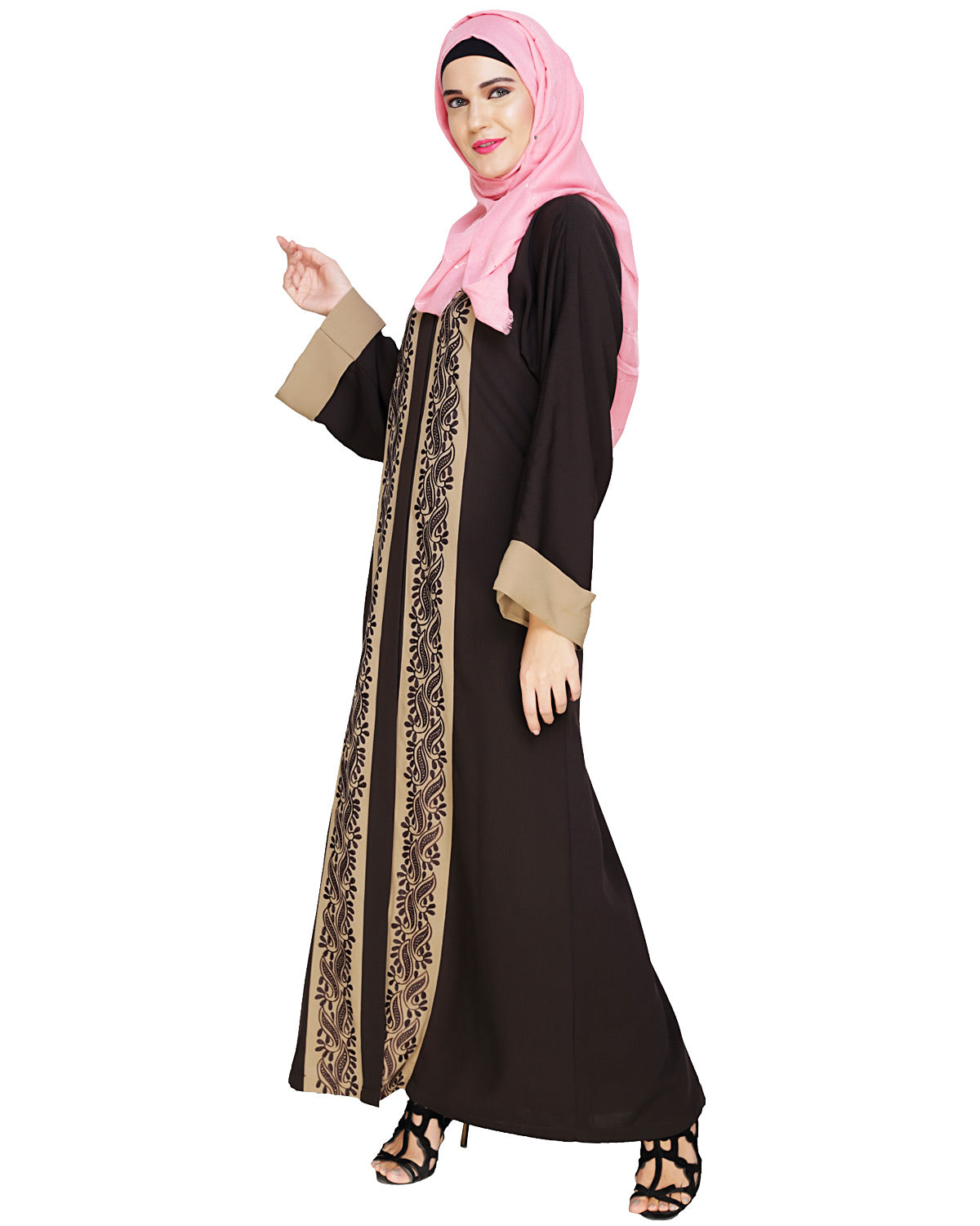 Exquisite Dubai Style Abaya Mud Brown
