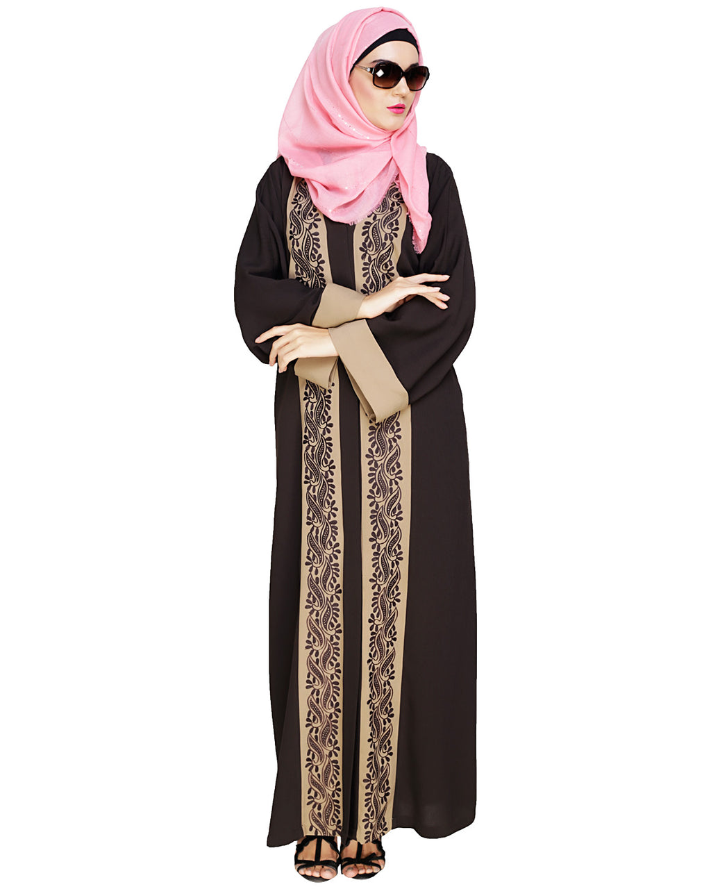 Exquisite Dubai Style Abaya Mud Brown