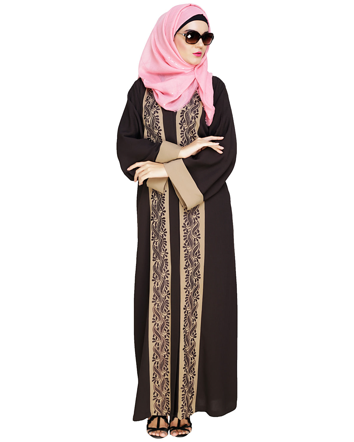 Exquisite Dubai Style Abaya Mud Brown