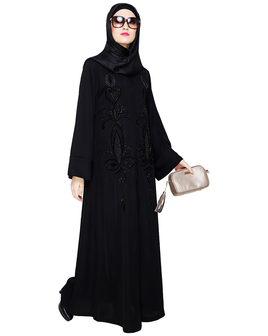 Glitzy Black Dubai Style Abaya Black