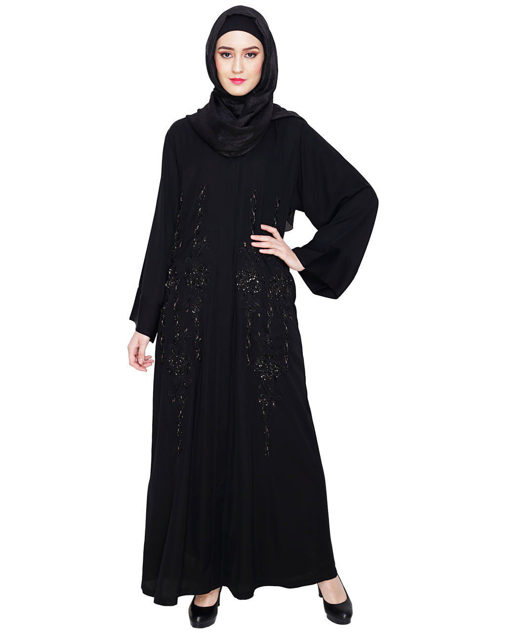 Magnificient Black Dubai Style Abaya Black