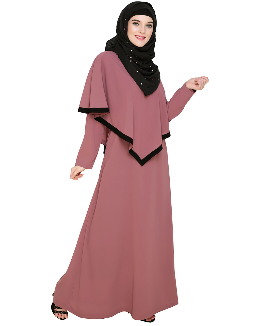 Fancy Cape Abaya Onion Pink