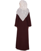 Fringe Lace Abaya Brown