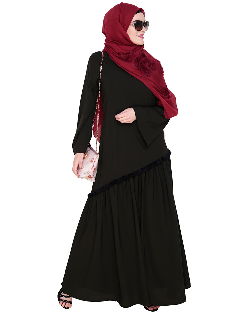 Fringe Lace Abaya Olive