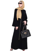 Dazzling Zip-Up Abaya Black