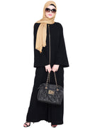 Dazzling Zip-Up Abaya Black