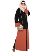Dazzling Zip-Up Abaya Brick