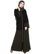 Dazzling Zip-Up Abaya Olive