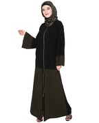Dazzling Zip-Up Abaya Olive
