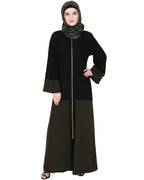 Dazzling Zip-Up Abaya Olive