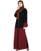 Dazzling Zip-Up Abaya Wine