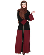 Dazzling Zip-Up Abaya Wine
