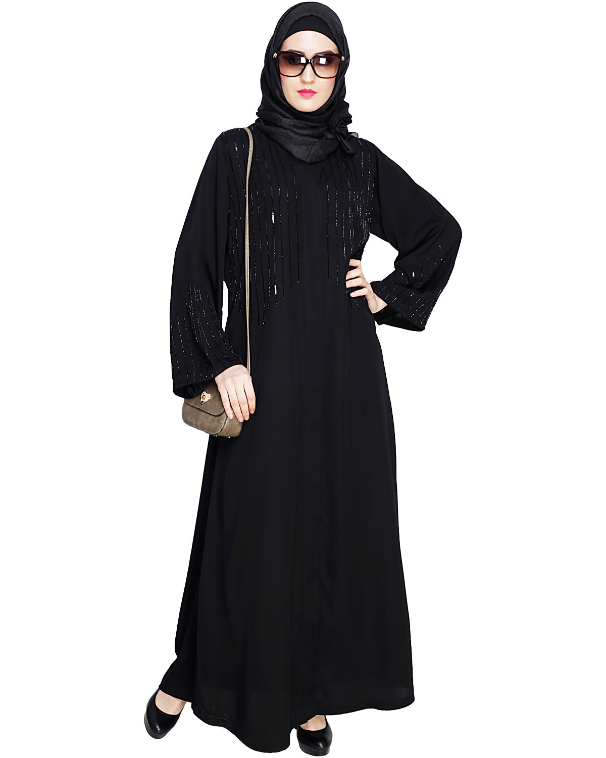 Posh Black Dubai Style Abaya Black