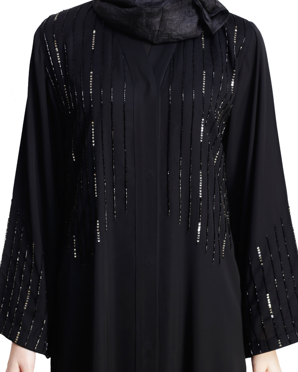 Multicolour Posh Stone Black Dubai Style Abaya Black