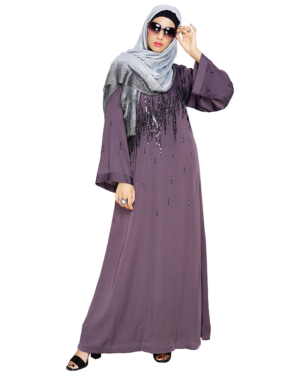 Stardust Dubai Style Abaya Purple XS