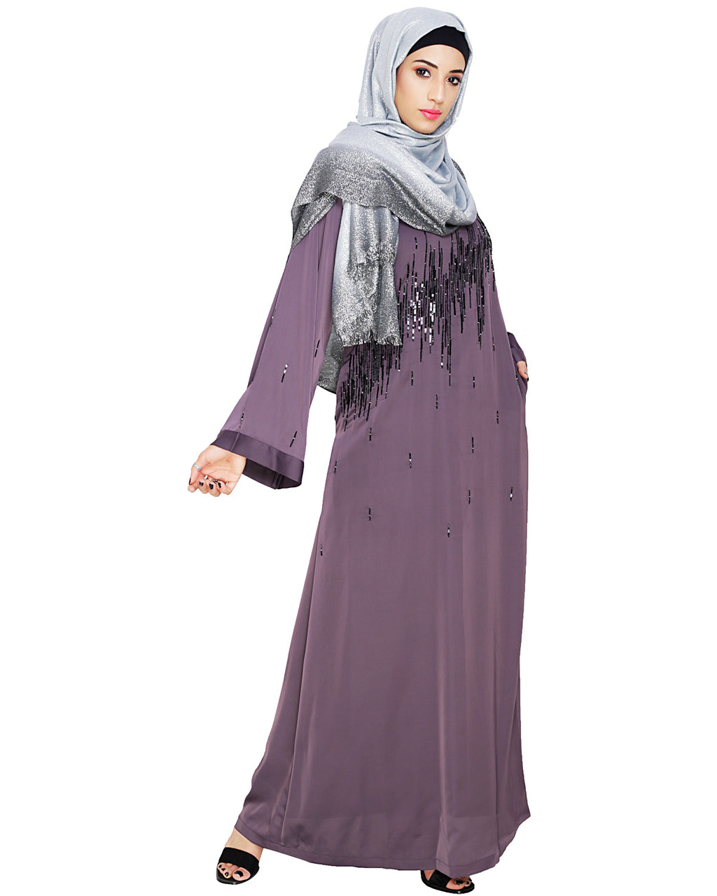 Stardust Dubai Style Abaya Purple XS