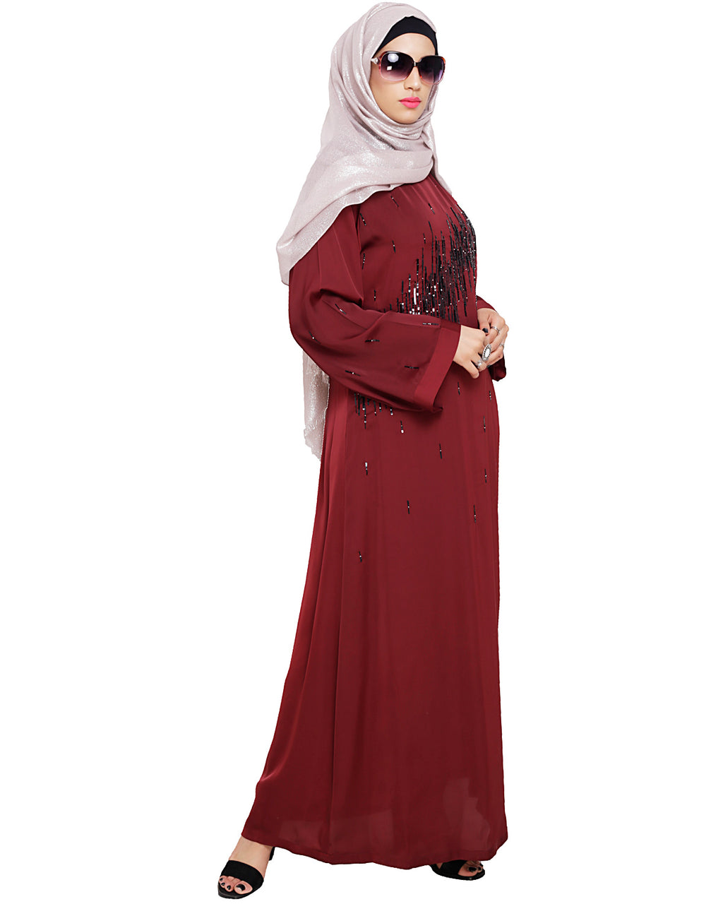 Stardust Dubai Style Abaya Wine XS