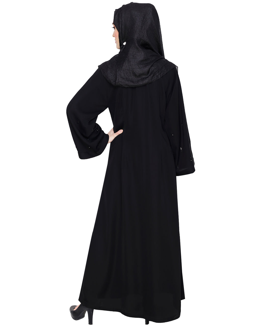 Multicolour Stardust Stone Black Dubai Style abaya Black
