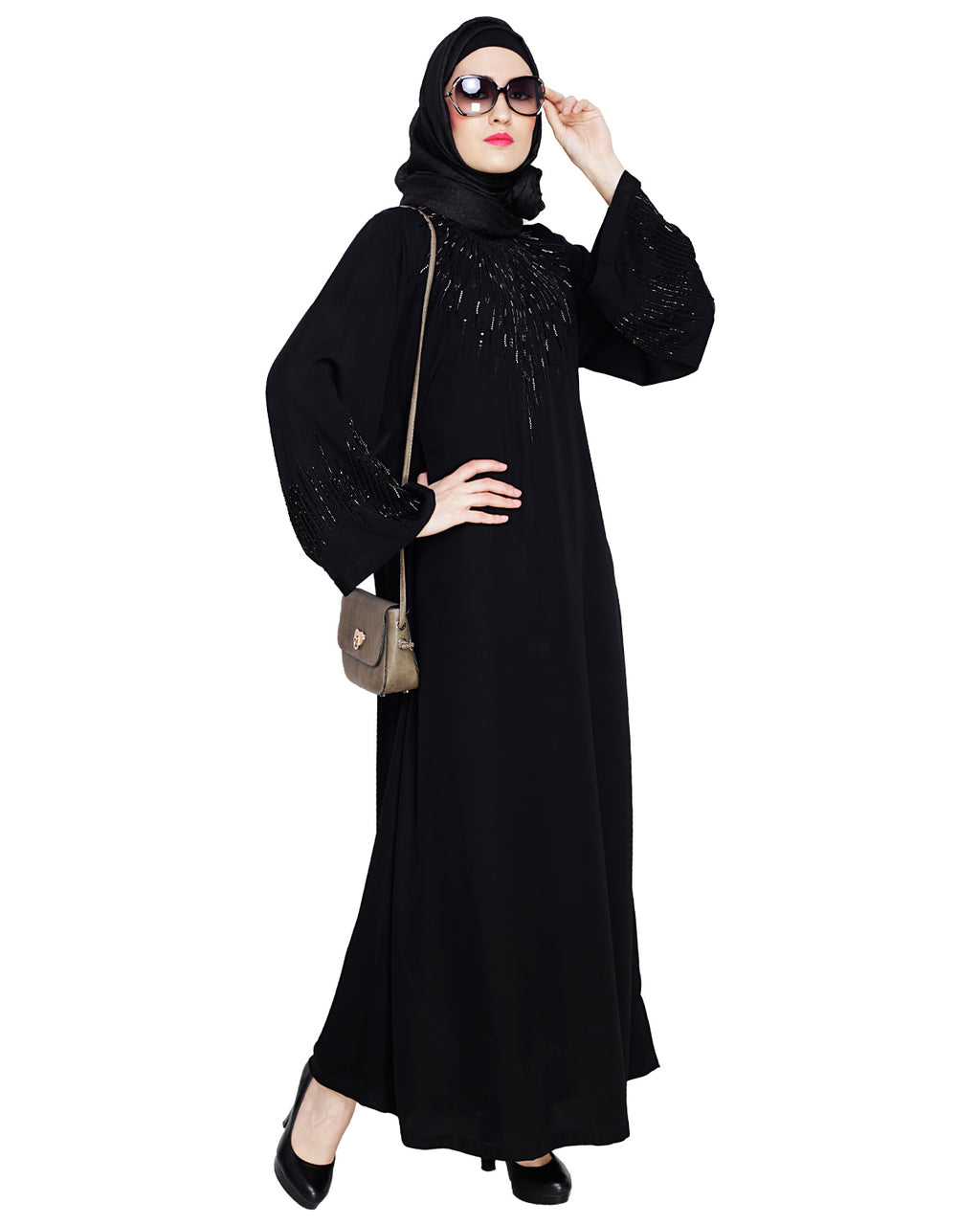 Ornate Black Style Abaya Black