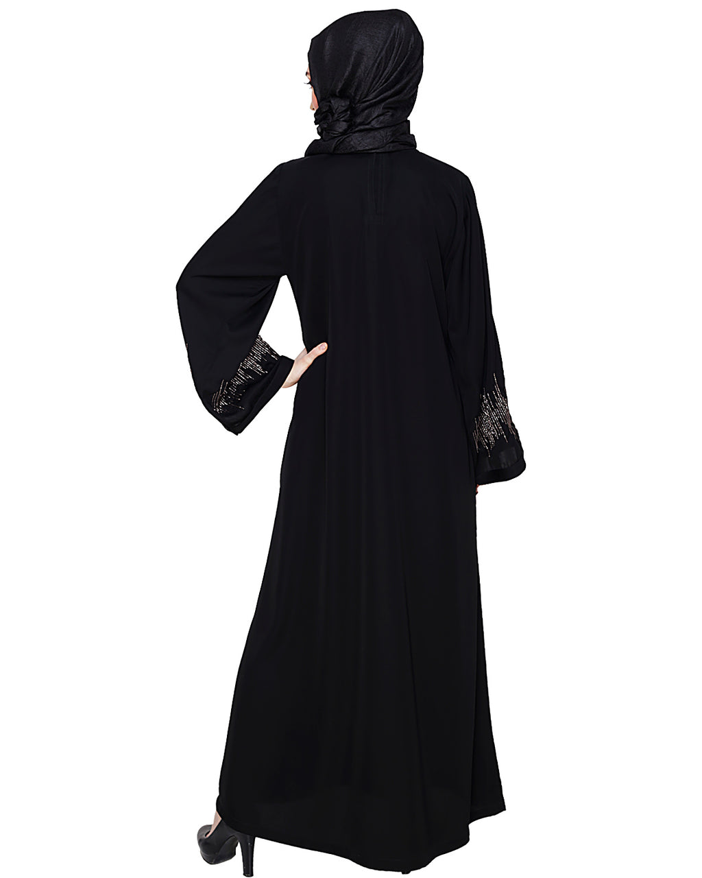 Ornate Black Dubai Style Abaya Black