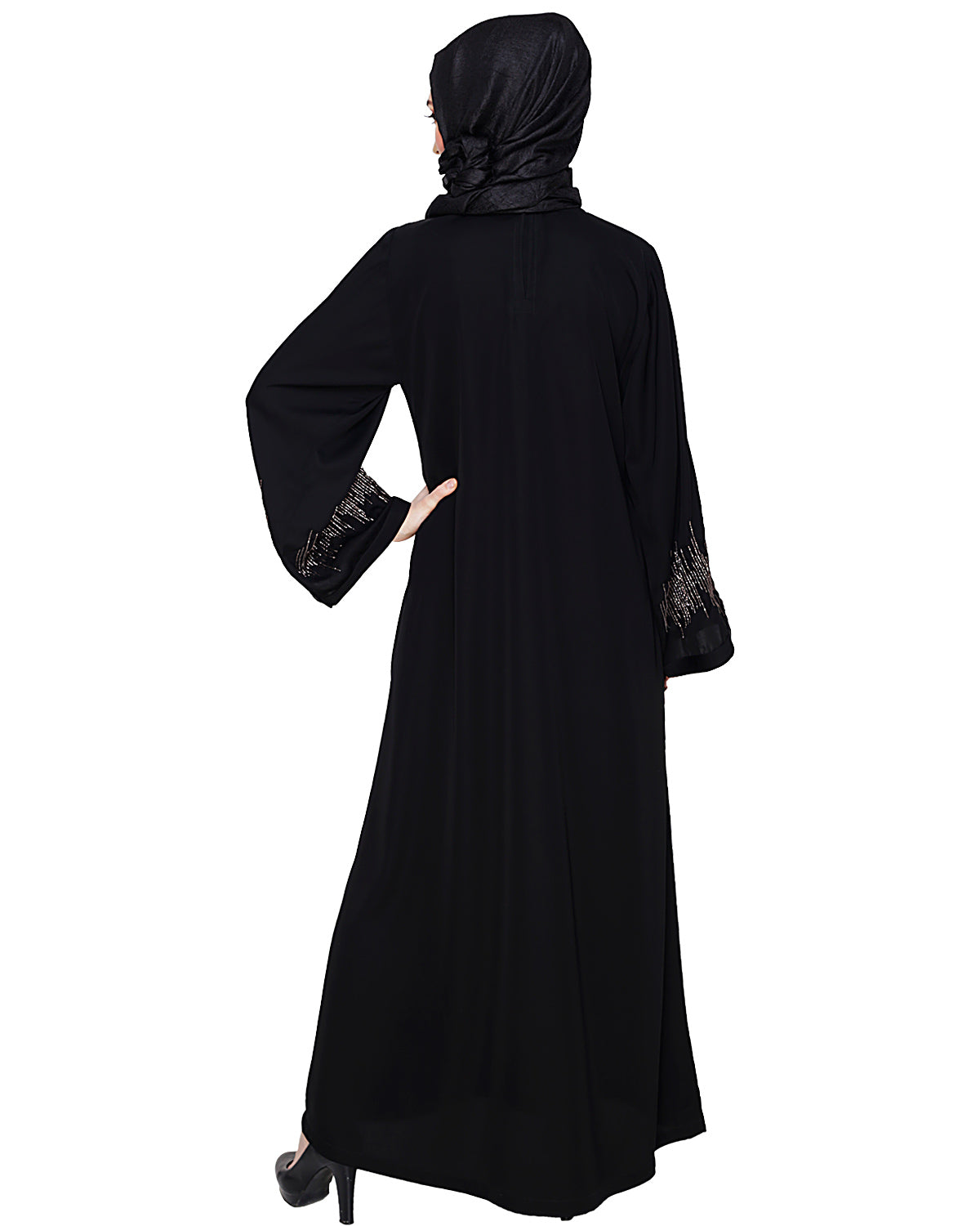 Ornate Black Dubai Style Abaya Black