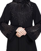 Ornate Black Dubai Style Abaya Black