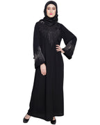 Ornate Black Dubai Style Abaya Black