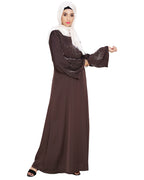 Ornate Black Dubai Style Abaya Dark Brown