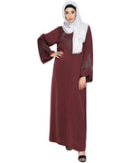 Ornate Black Dubai Style Abaya Dark Purple