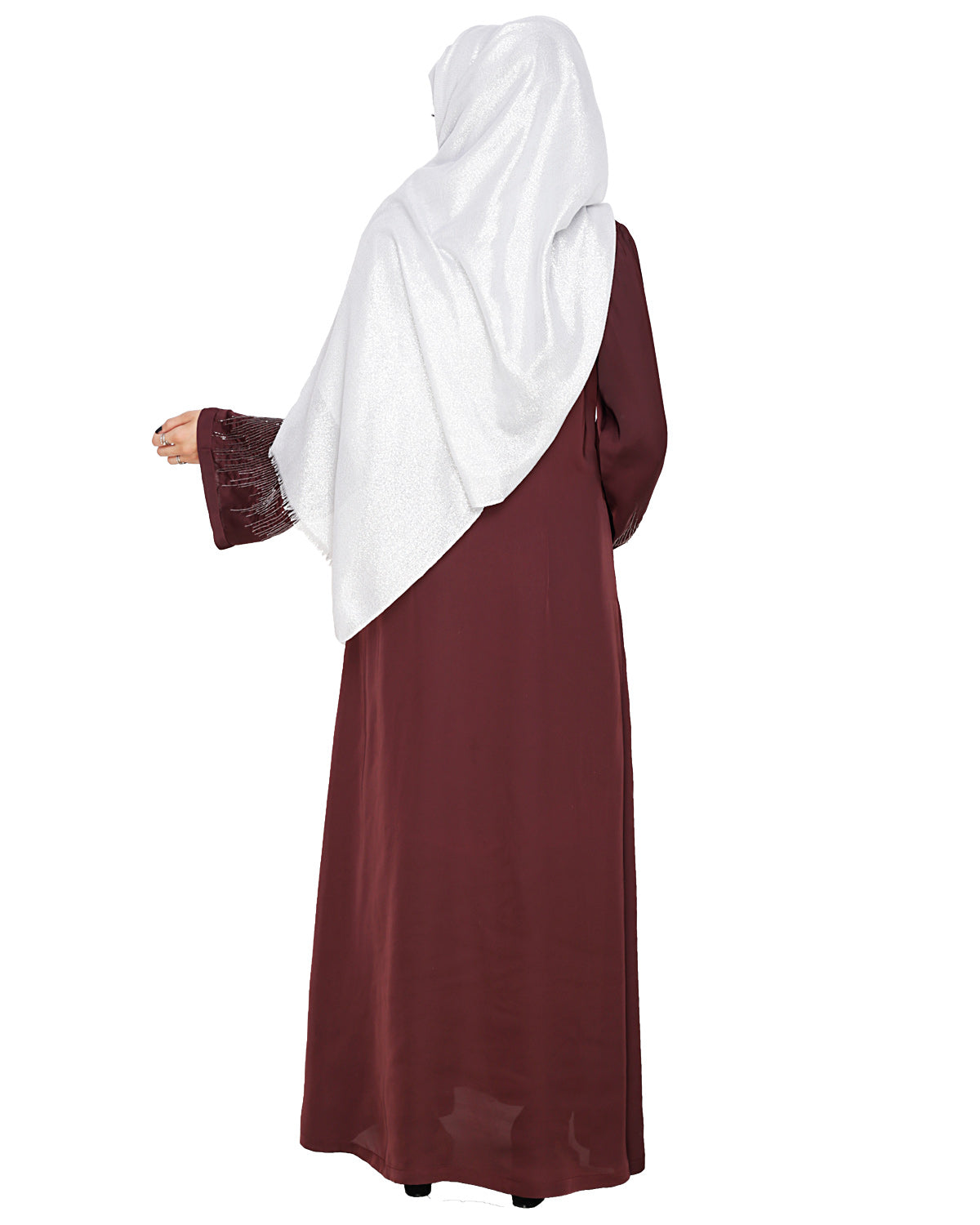 Ornate Black Dubai Style Abaya Dark Purple