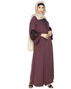 Ornate Black Dubai Style Abaya Purple