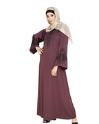 Ornate Black Dubai Style Abaya Purple
