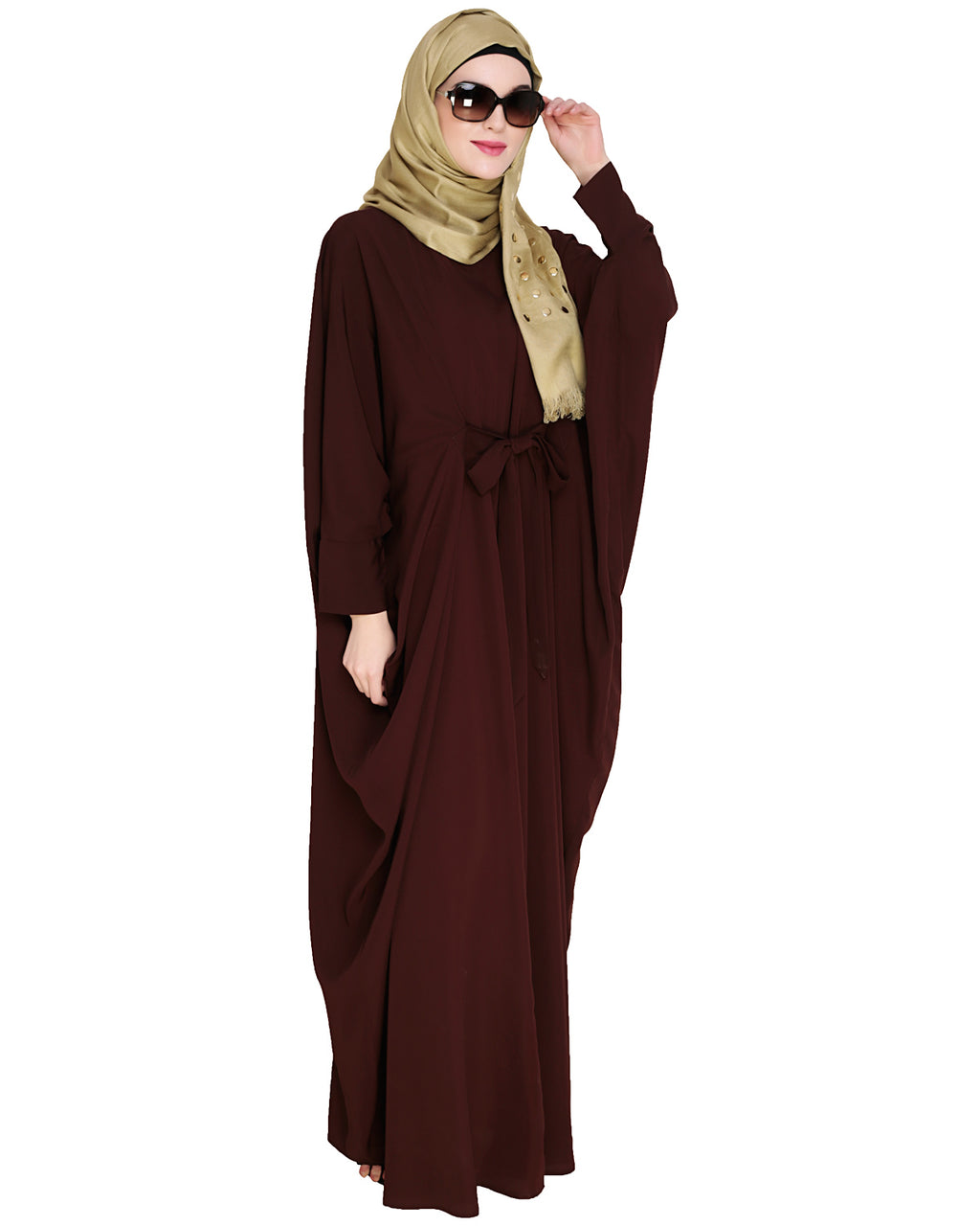Bow Embellished Kaftan Brown