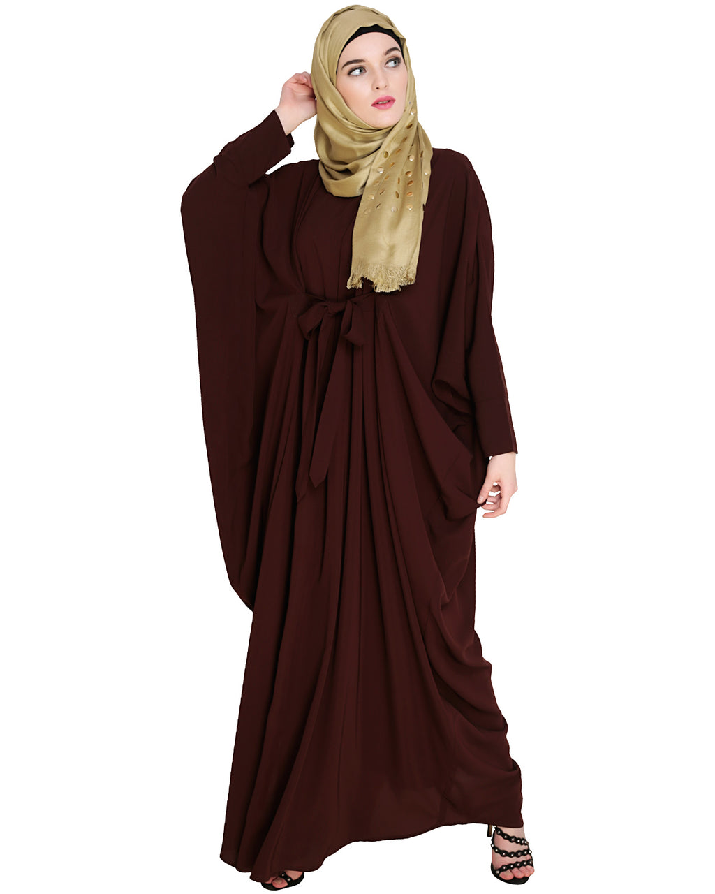 Bow Embellished Kaftan Brown