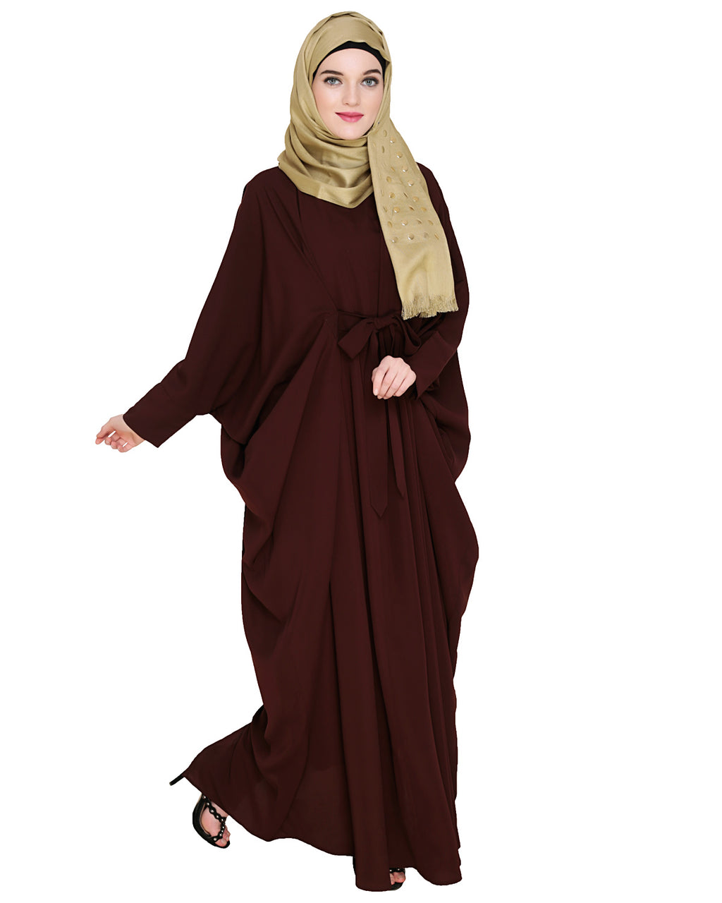 Bow Embellished Kaftan Brown