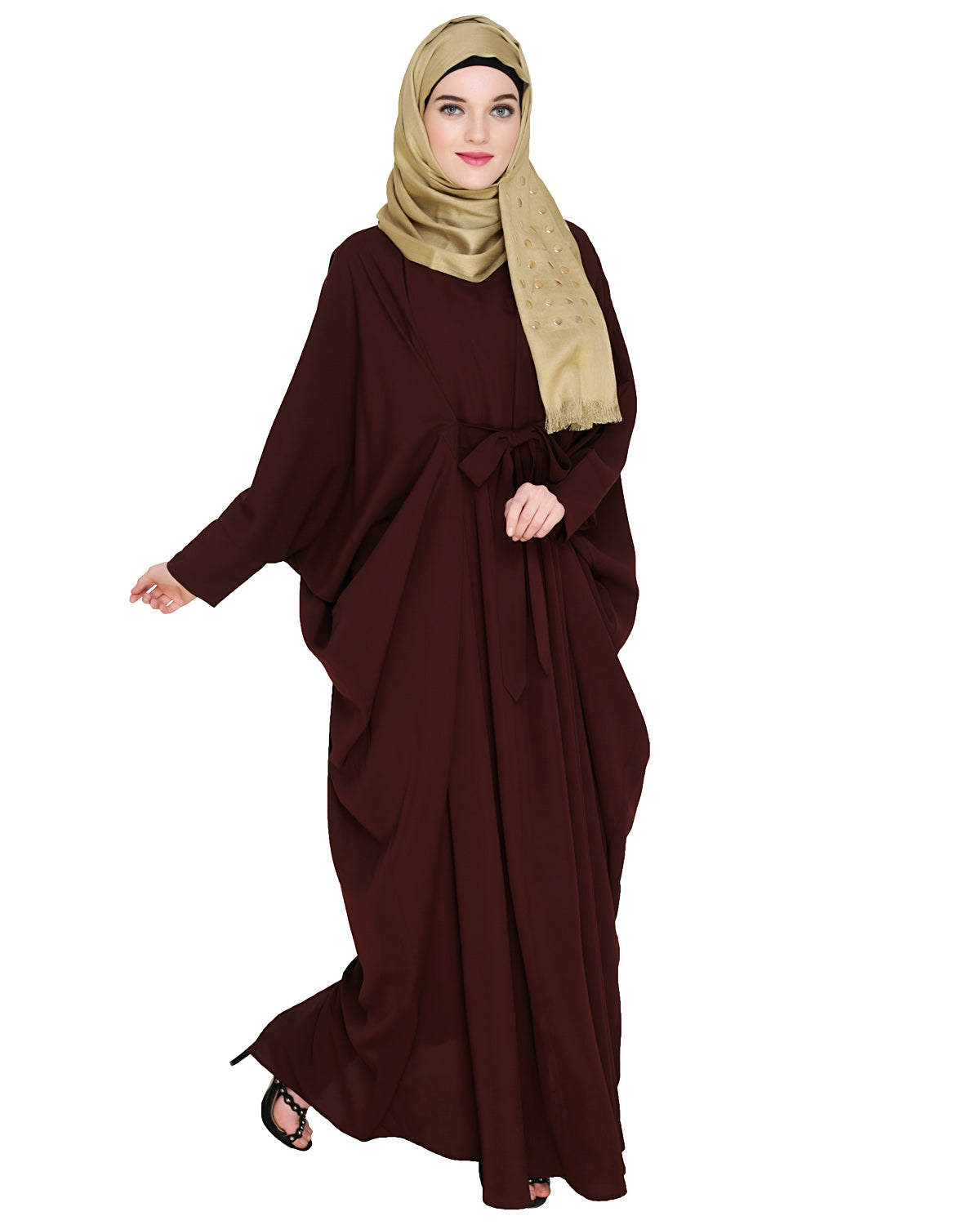 Bow Embellished Kaftan Brown