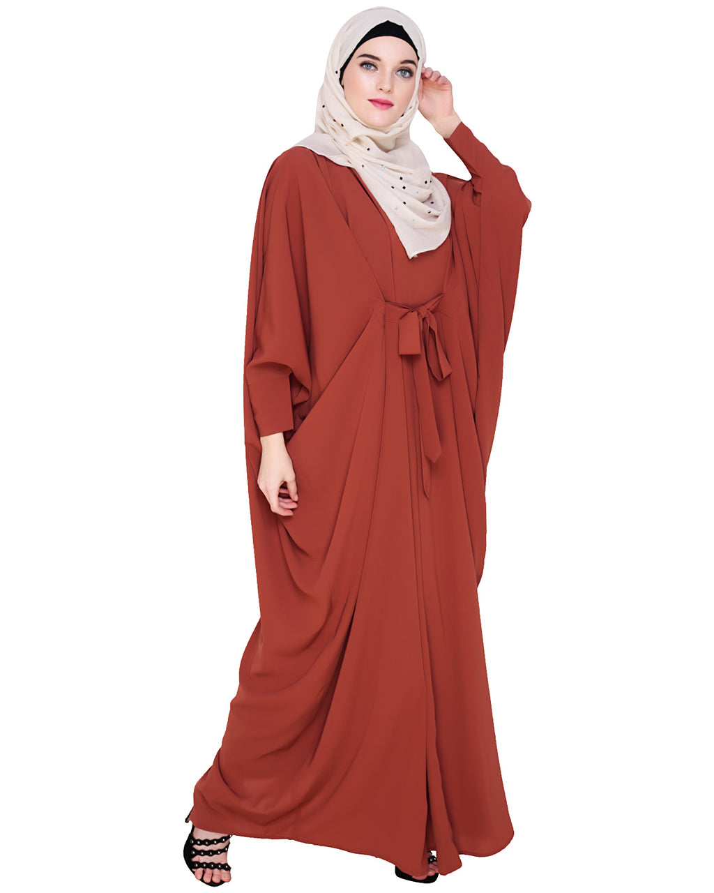 Bow Embellished Kaftan Brick