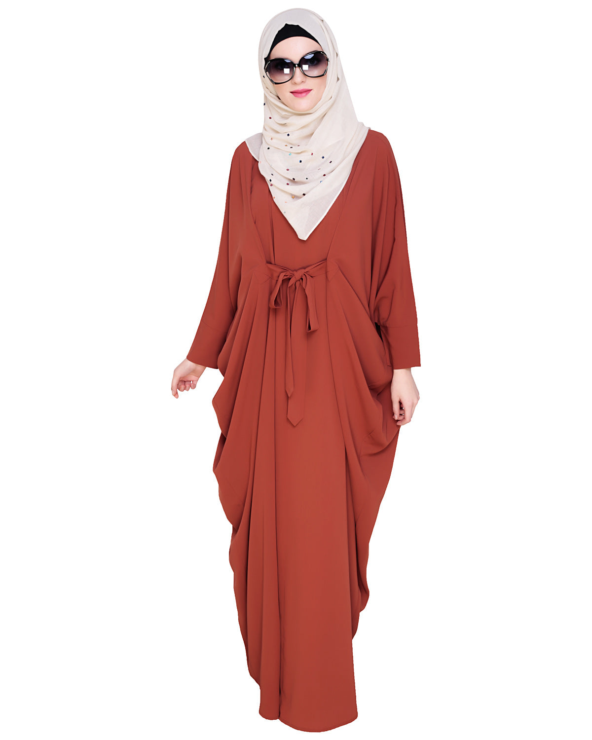 Bow Embellished Kaftan Brick