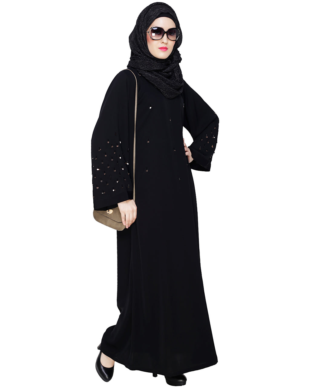 Enchanting Black Dubai Style Abaya Black