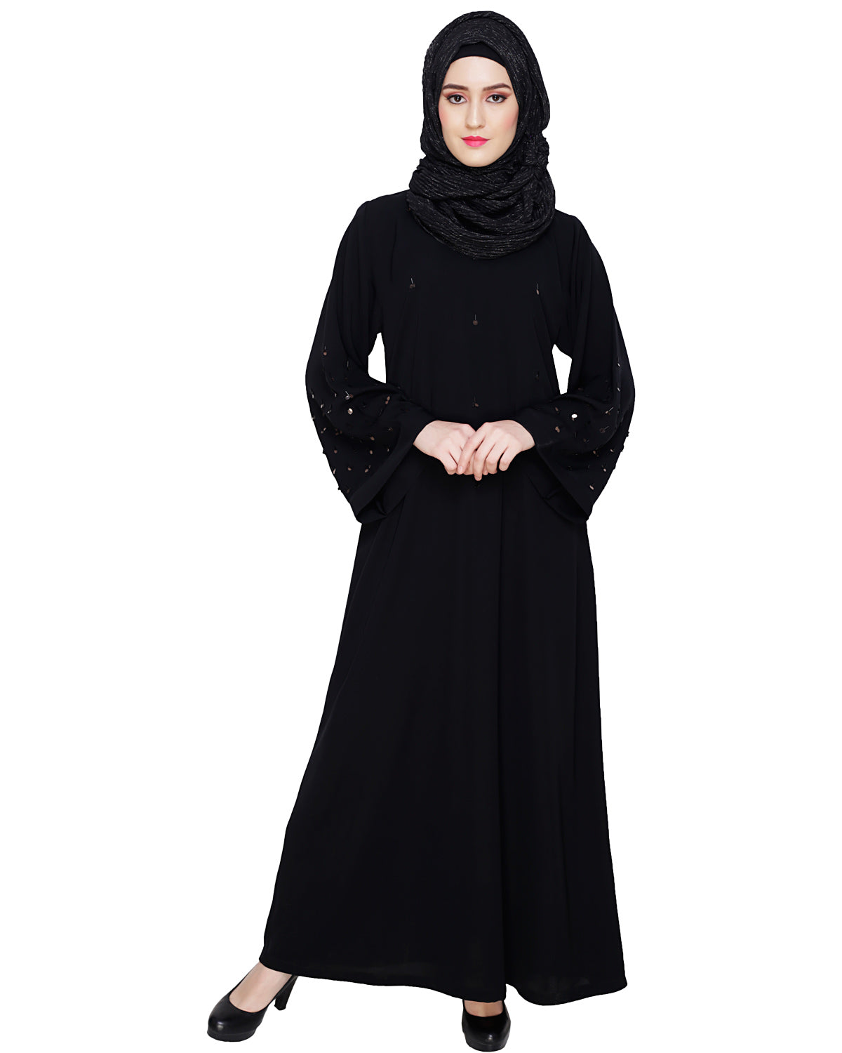 Enchanting Black Dubai Style Abaya Black