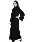 Enchanting Black Dubai Style Abaya Black