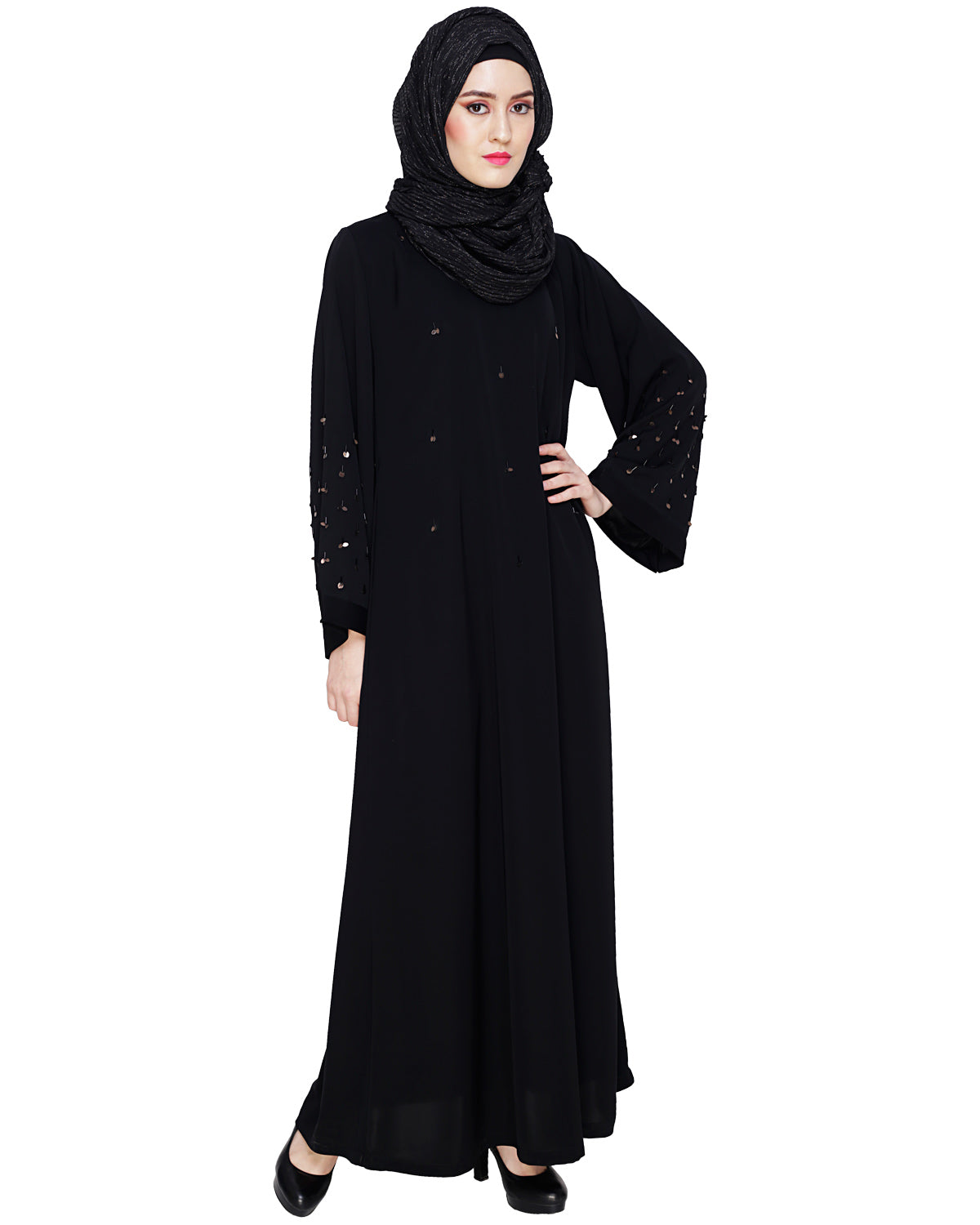 Enchanting Black Dubai Style Abaya Black
