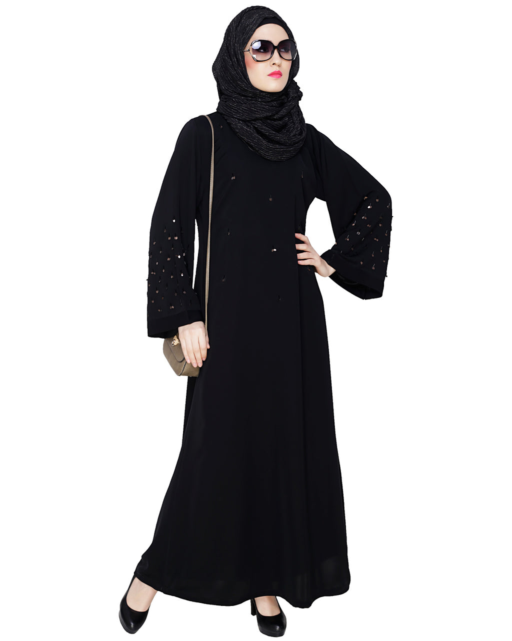 Enchanting Black Dubai Style Abaya Black