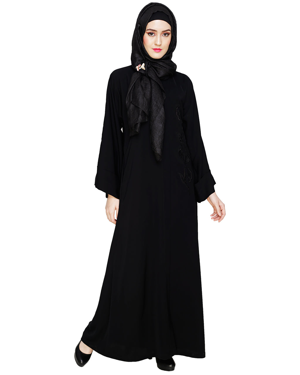 Exclusive Black Applique Dubai Style Abaya Black