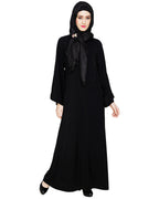 Exclusive Black Applique Dubai Style Abaya Black