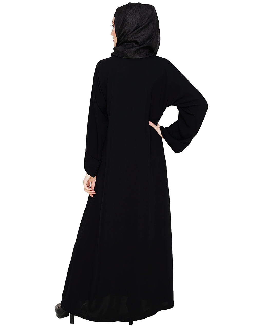 Exclusive Black Applique Dubai Style Abaya Black