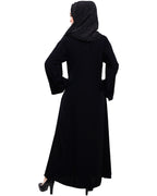Fancy Motif Embroidered Dubai Style Abaya Black
