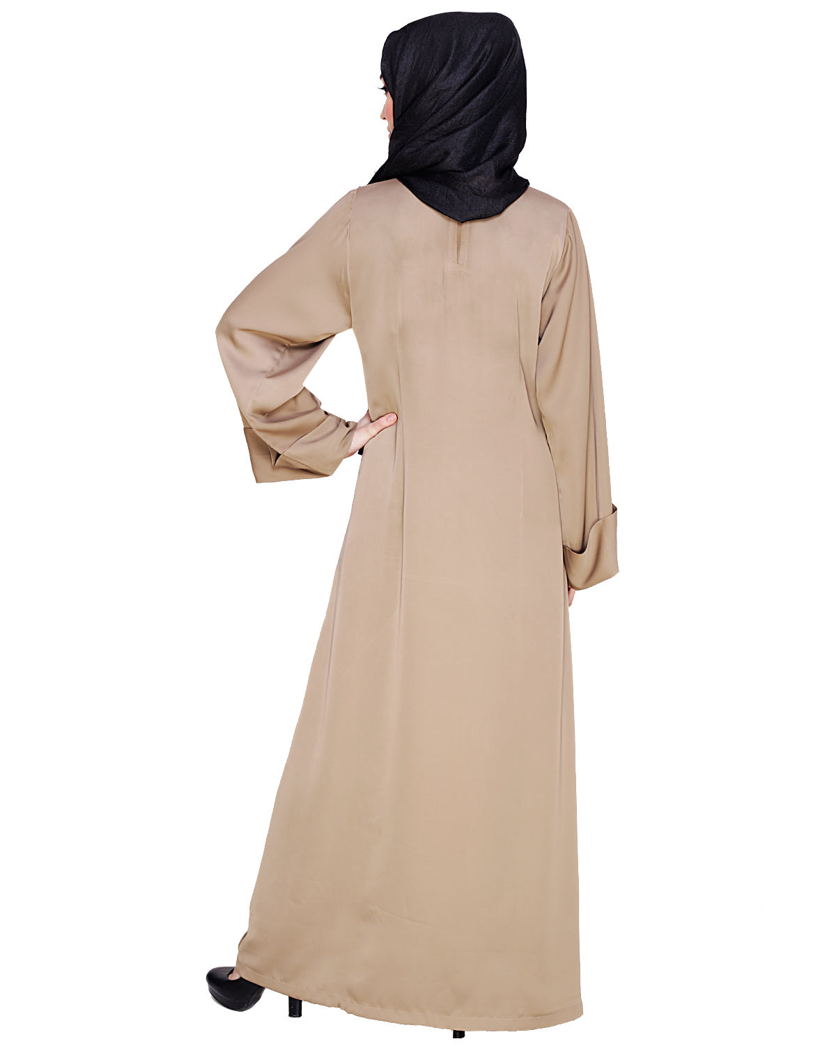 Floral Embellished Dubai Style Abaya Beige